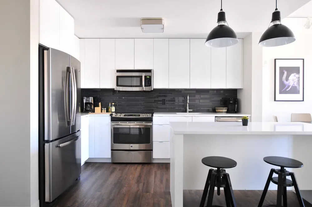 Freshly cleaned white residential kitchen